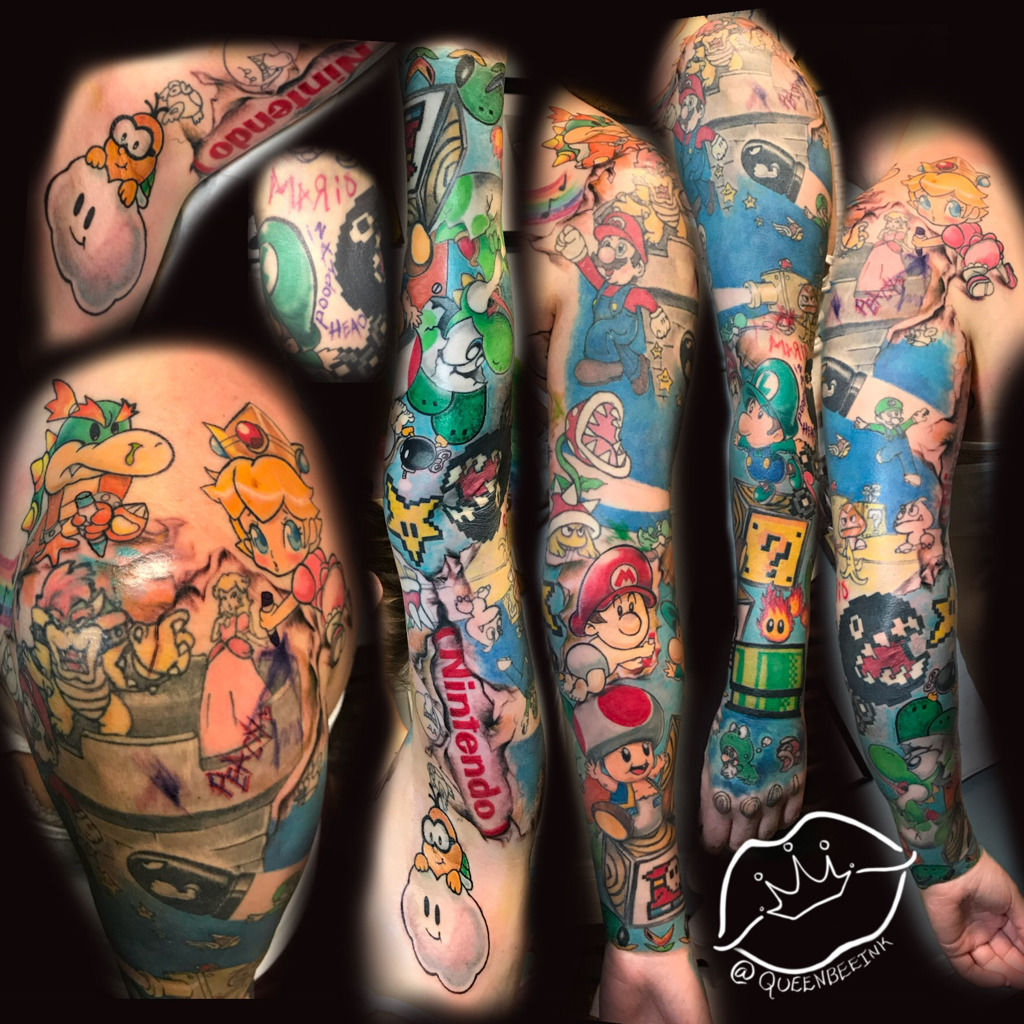 Mario Brothers tattoo by Jon Poulson  Mario Brothers tattoo  Flickr