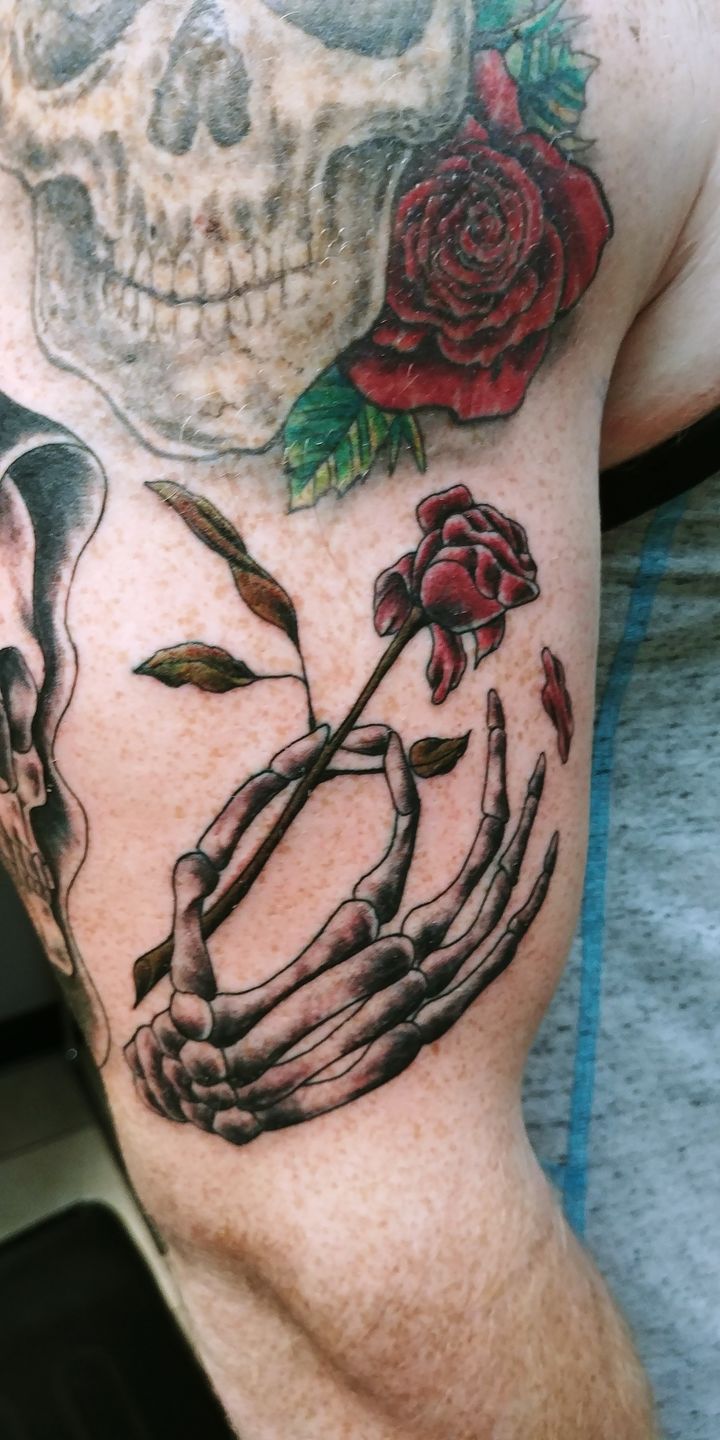 Tattoo uploaded by Nicholas Gallegos  Black Work Wilted Rose  Tattoodo