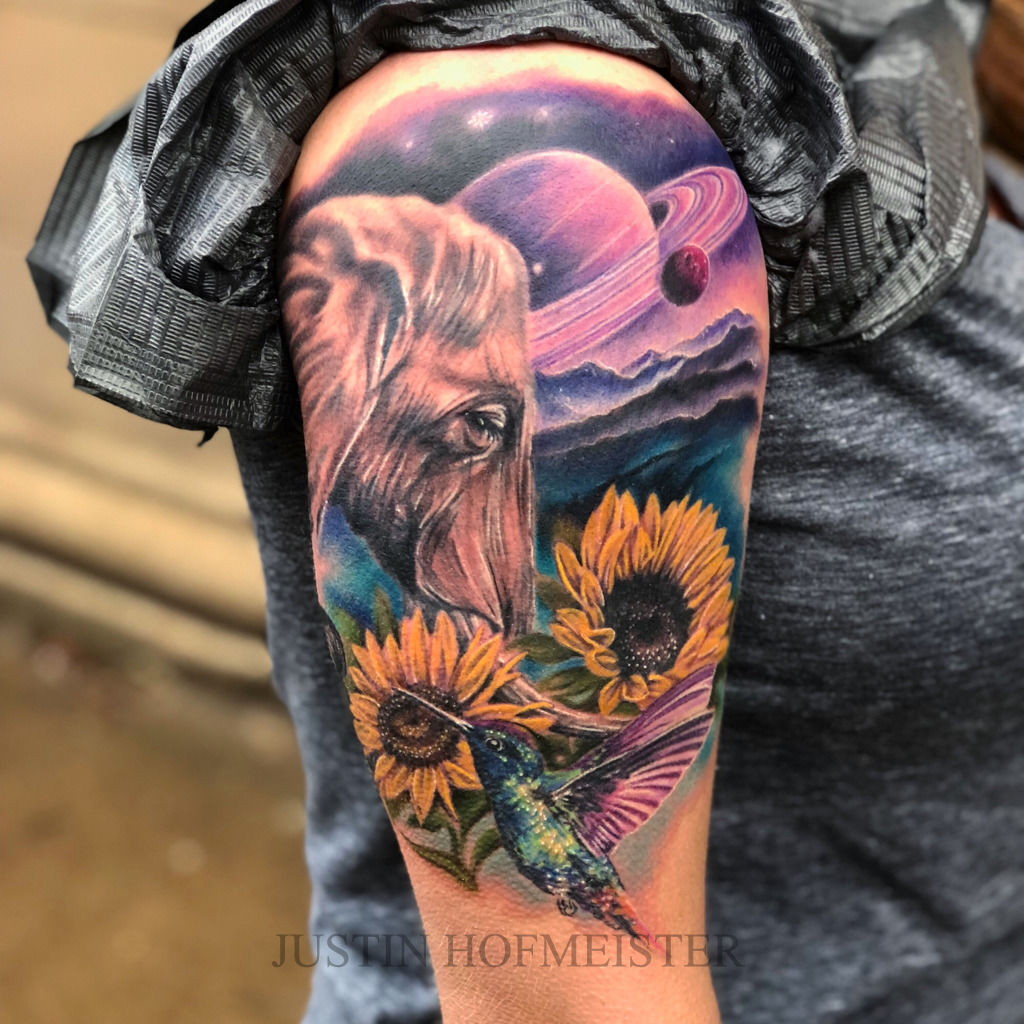 Memorial tattoo for her beloved mother with a custom abstract hummingbird  tattoo with her ashes mixed in so sh  Mom tattoos Memorial tattoos  Remembrance tattoos