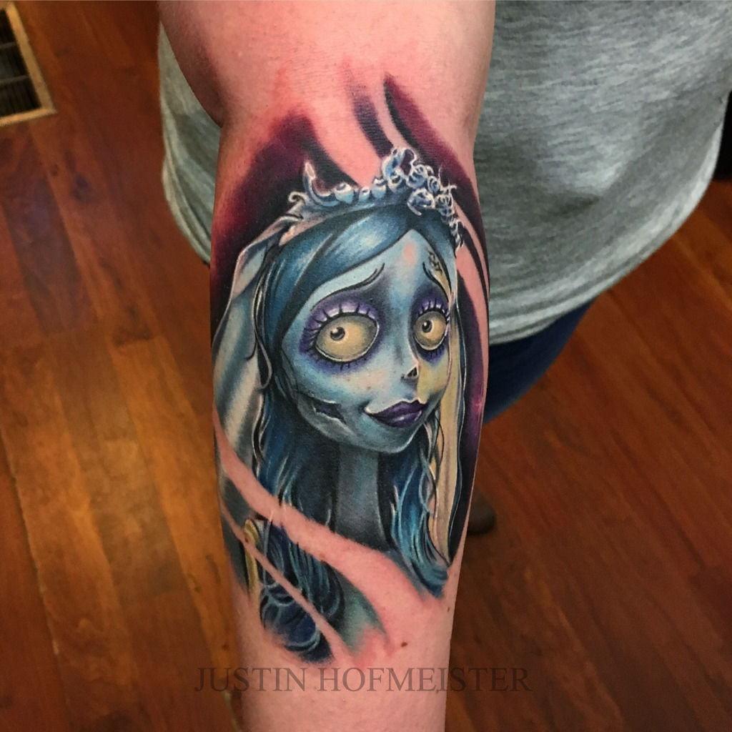 Tim Burtons Red Queen realistic portrait tattoo done