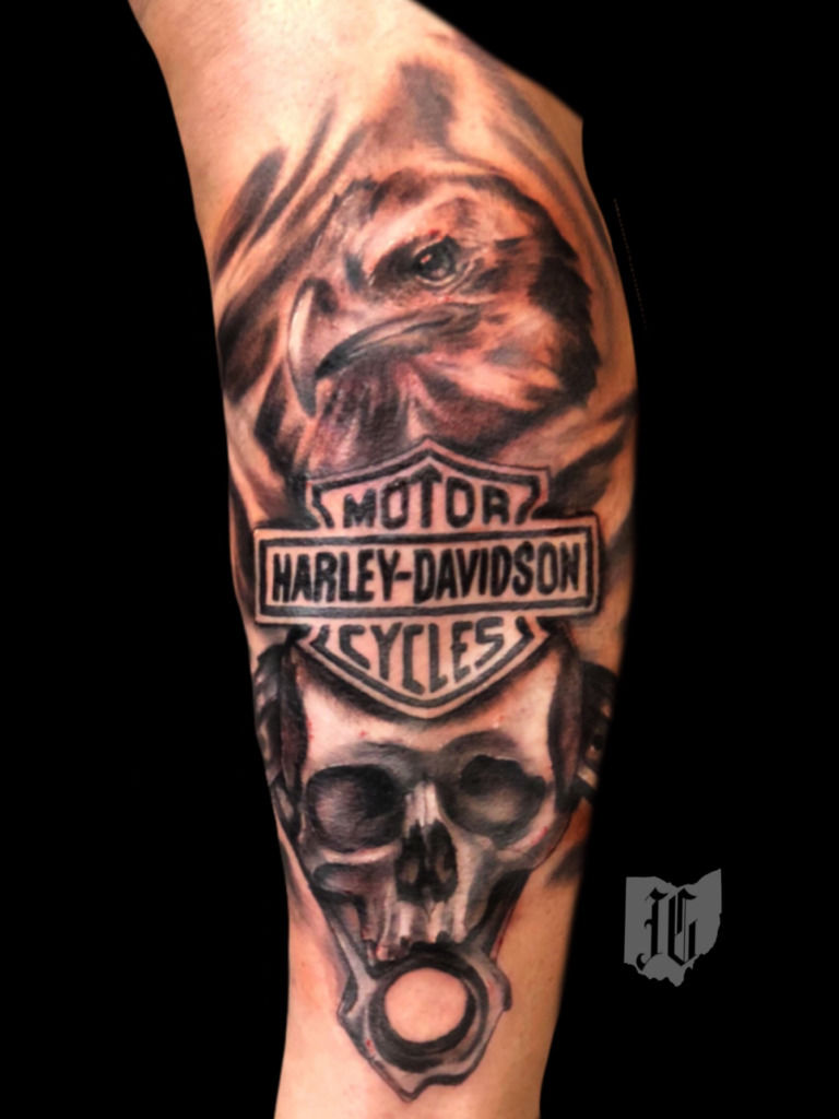 harley davidson skull tattoo