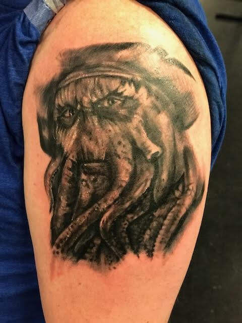 Davy Jones Tattoo On Right Forearm