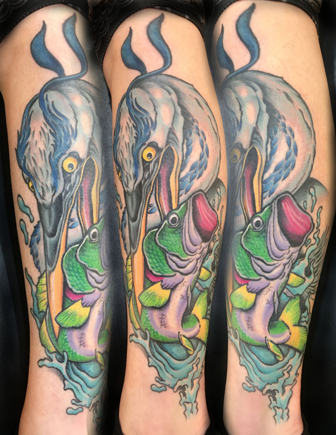 tattoosbymatt317:blue-heron-bass-blueheron-bird-color-neotraditional