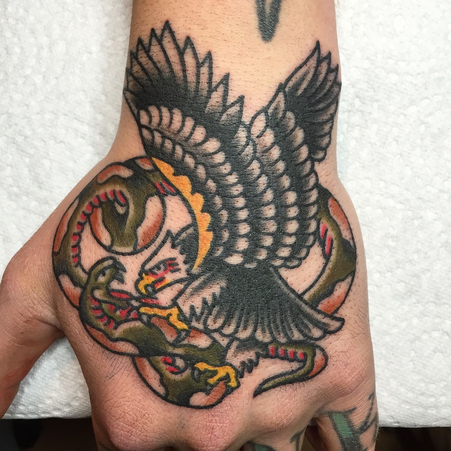 EAGLE SNAKE TATTOO CLASSIC DESIGN DRAWING AMERICAN TRADITIONAL 