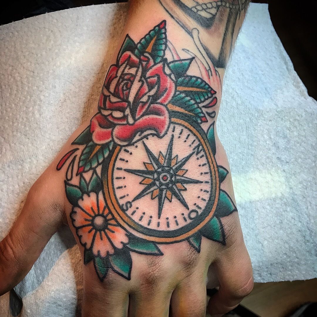 45 Great Compass Tattoos On Hand  Tattoo Designs  TattoosBagcom