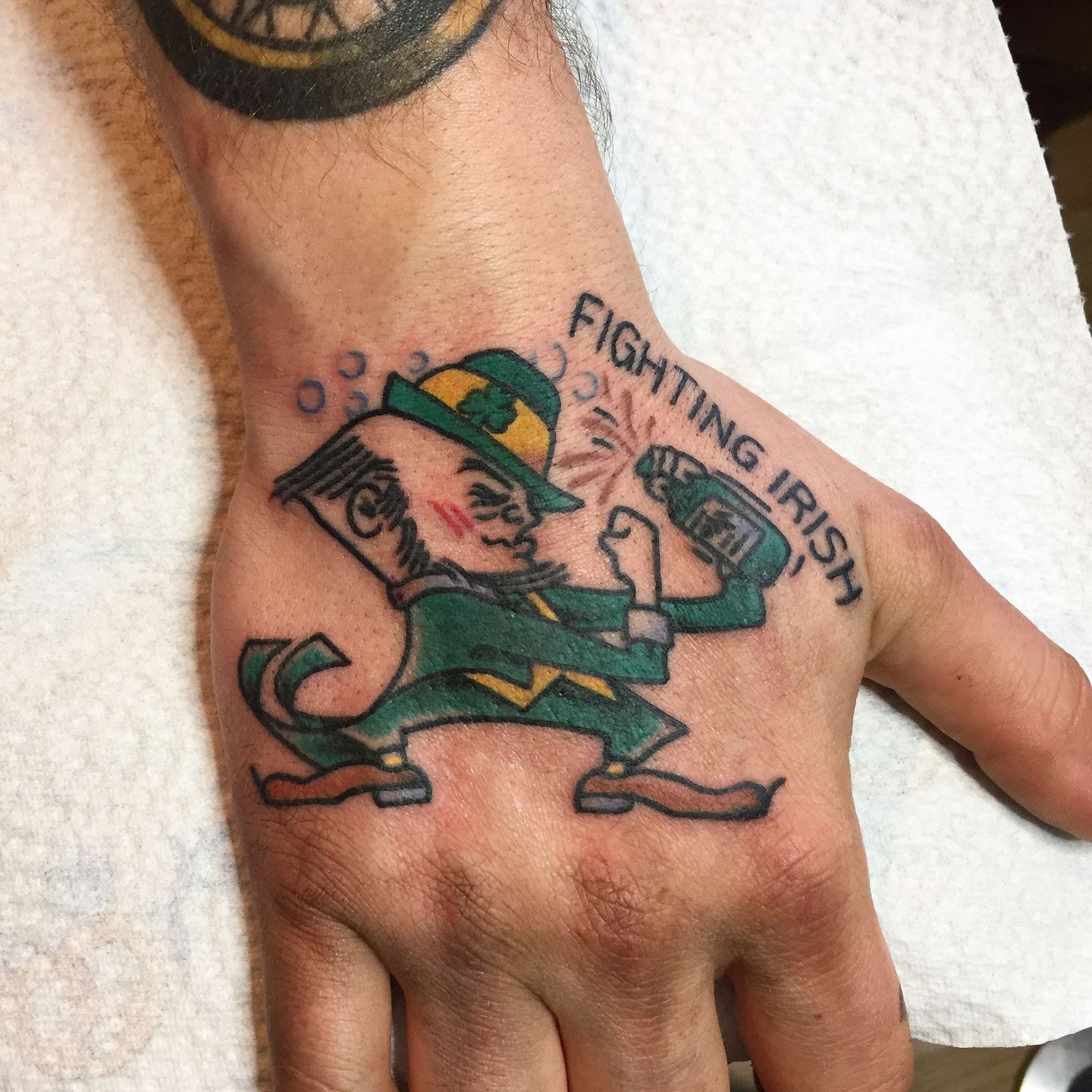 Jose Perez Jr Tattoos  Fighting Irish and Chicago Blackhawks Chest Piece  