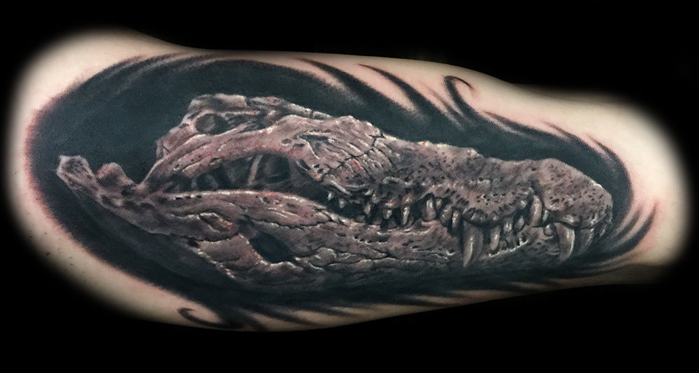 Croc Crocodile Alligator Traditional Tattoo Flash Black  Etsy