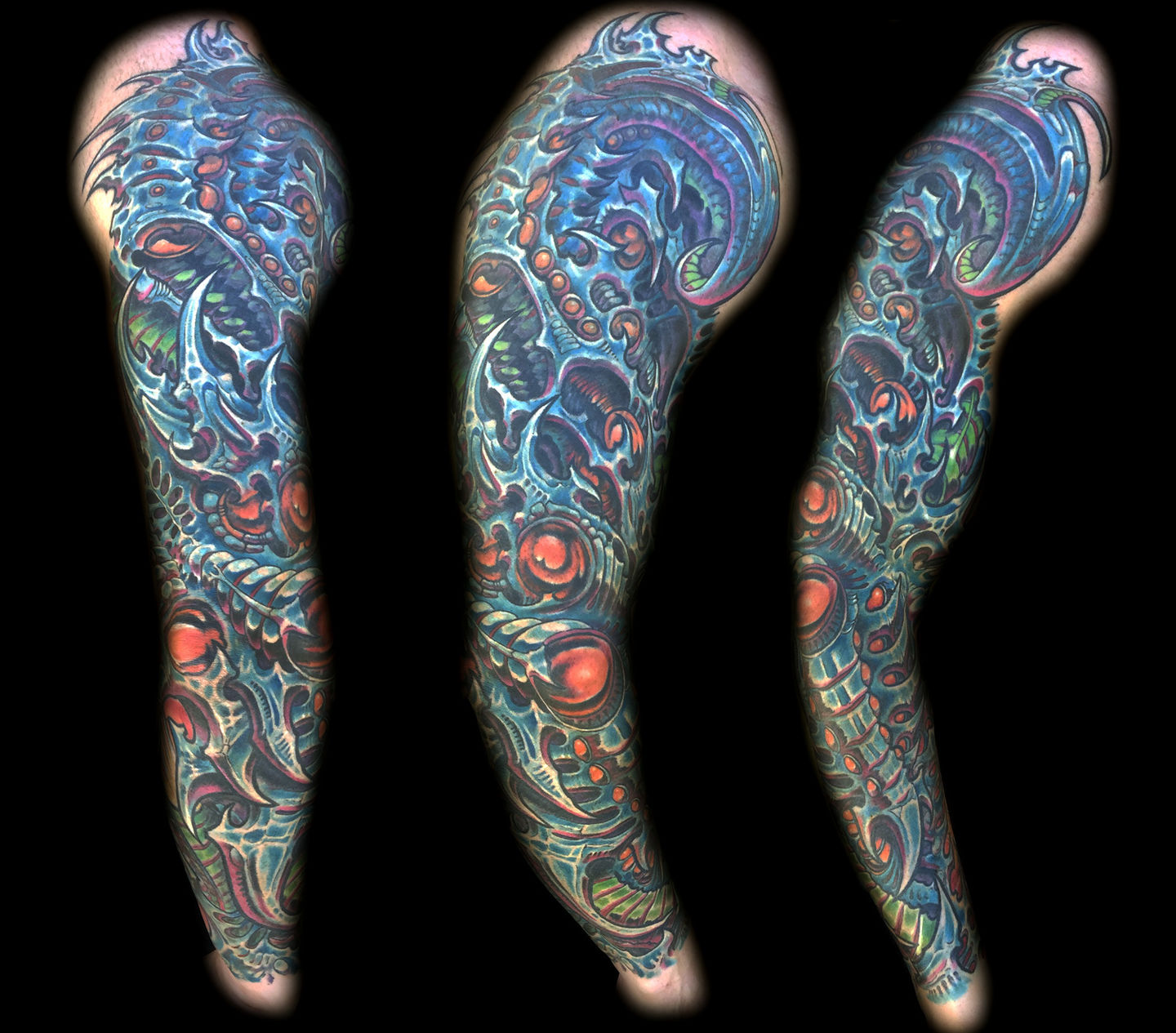 Best-las-vegas-tattoo-artists-shops-joe-riley-inner-visions-tattoo-biomech-biomechanical-sleeve-tattoo