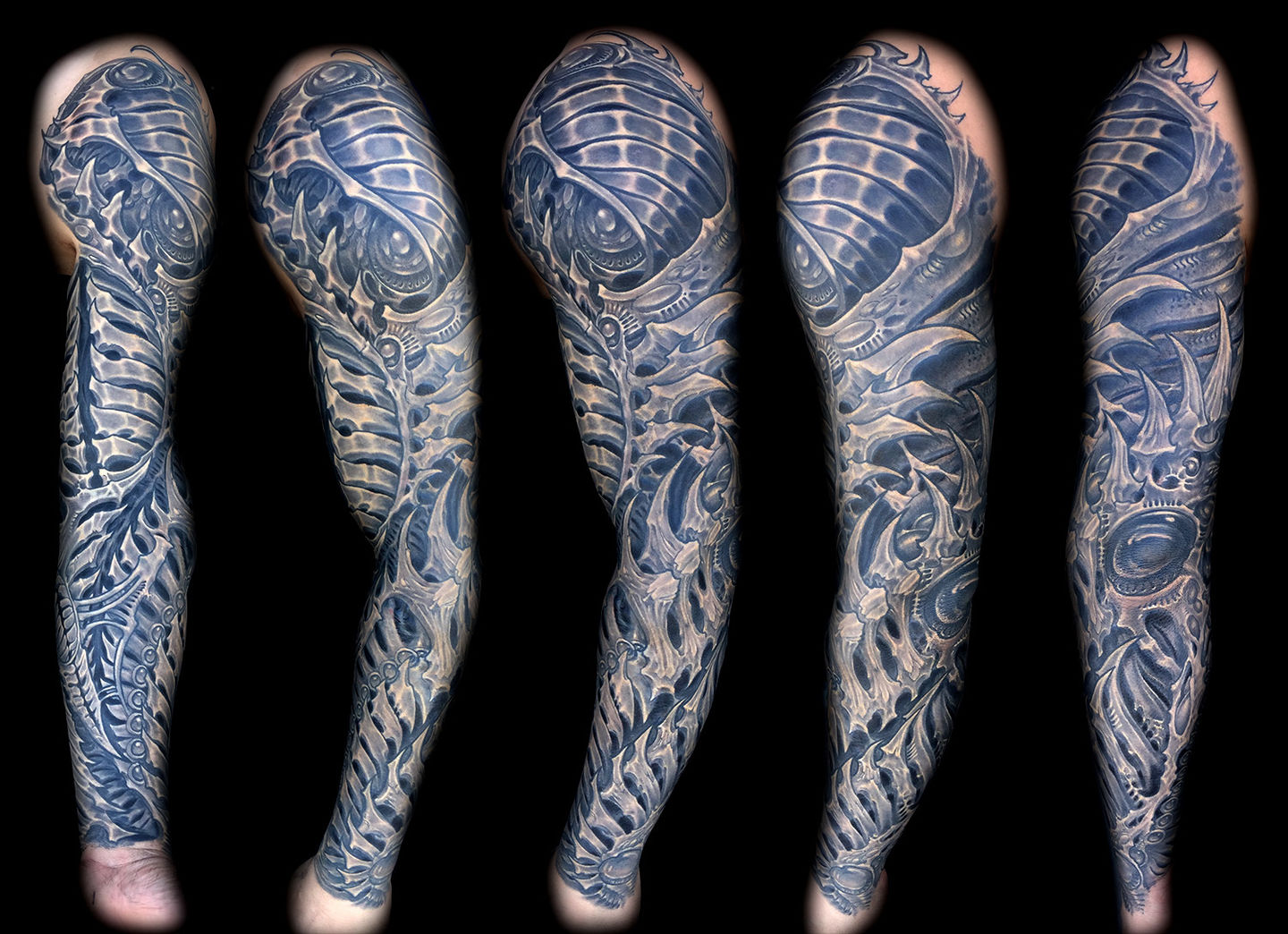 Best-las-vegas-tattoo-artists-shops-joe-riley-inner-visions-tattoo-biomechanical-sleeve-tattoo