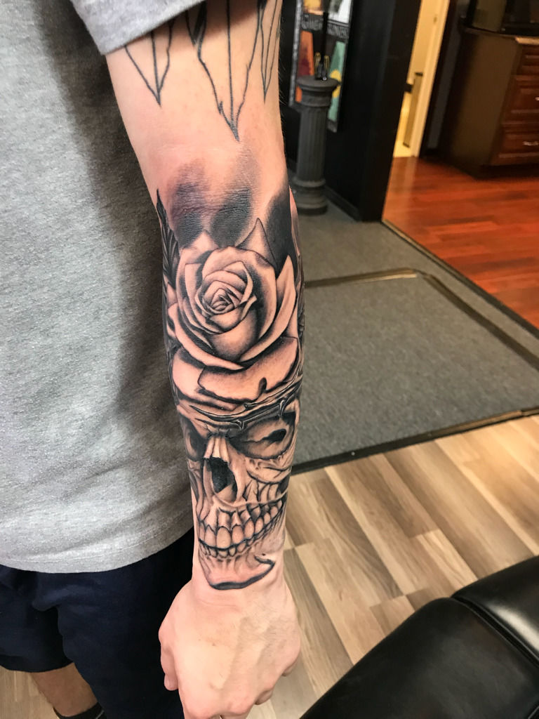 Pin by Life  Style  Tattoos on Skulls  Forearm flower tattoo Rose  tattoos for men Skull rose tattoos