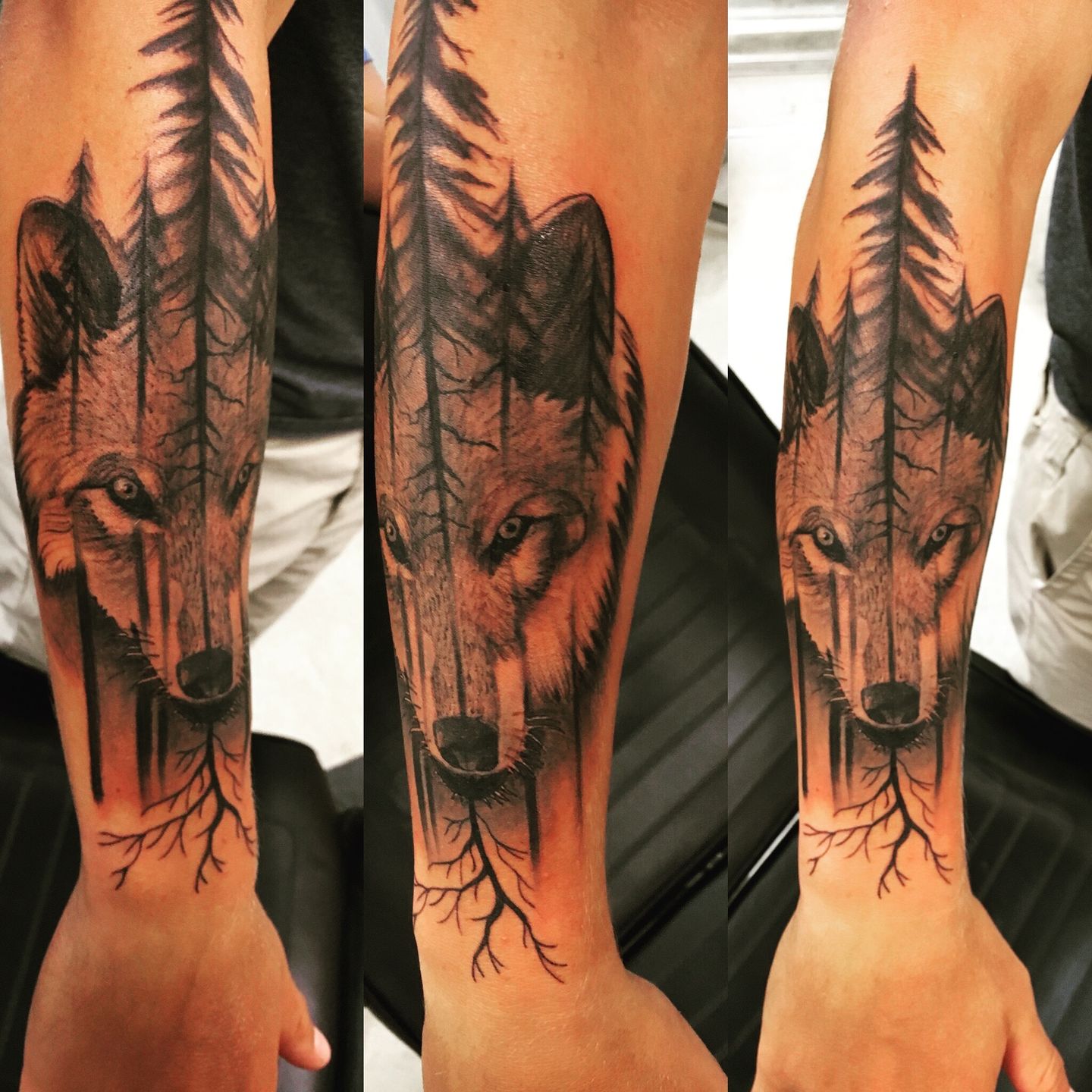 Wolf and trees by Alonso Martinez : Tattoos