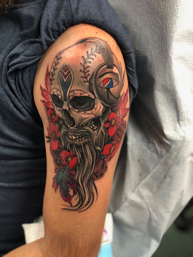 Toronto Tattoo Artist on Instagram Trio of Grateful Dead inspired tattoos  for dereklea Made at passagetattoo skullandroses gratefuldead  thegratefuldead