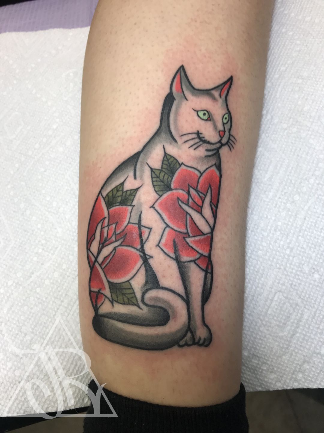 Tattoo Connect on Twitter Cute cat tattoo with flower on arm sleeve by  Ink Baby Tattoos from Brisbane httpstcoTZXkNiTcyQ  Twitter