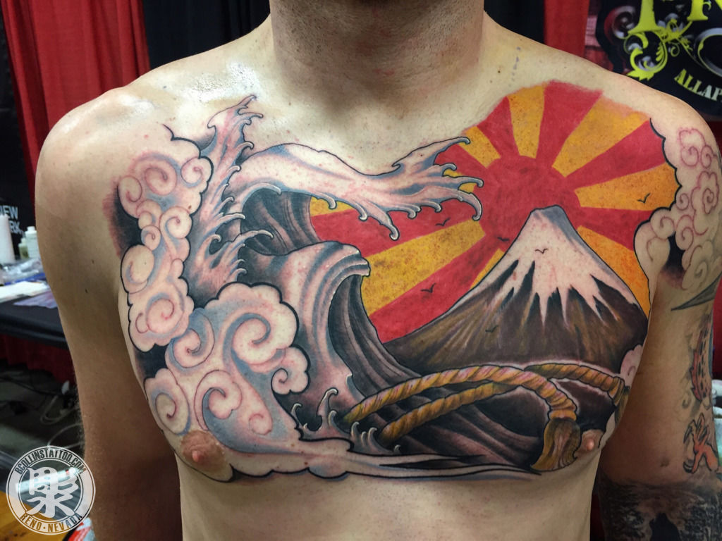 Mt Fuji and Ascending Dragon Done by Brian at Diamond Club Tattoo in San  Fransisco CA USA Awesome shop  rtattoos