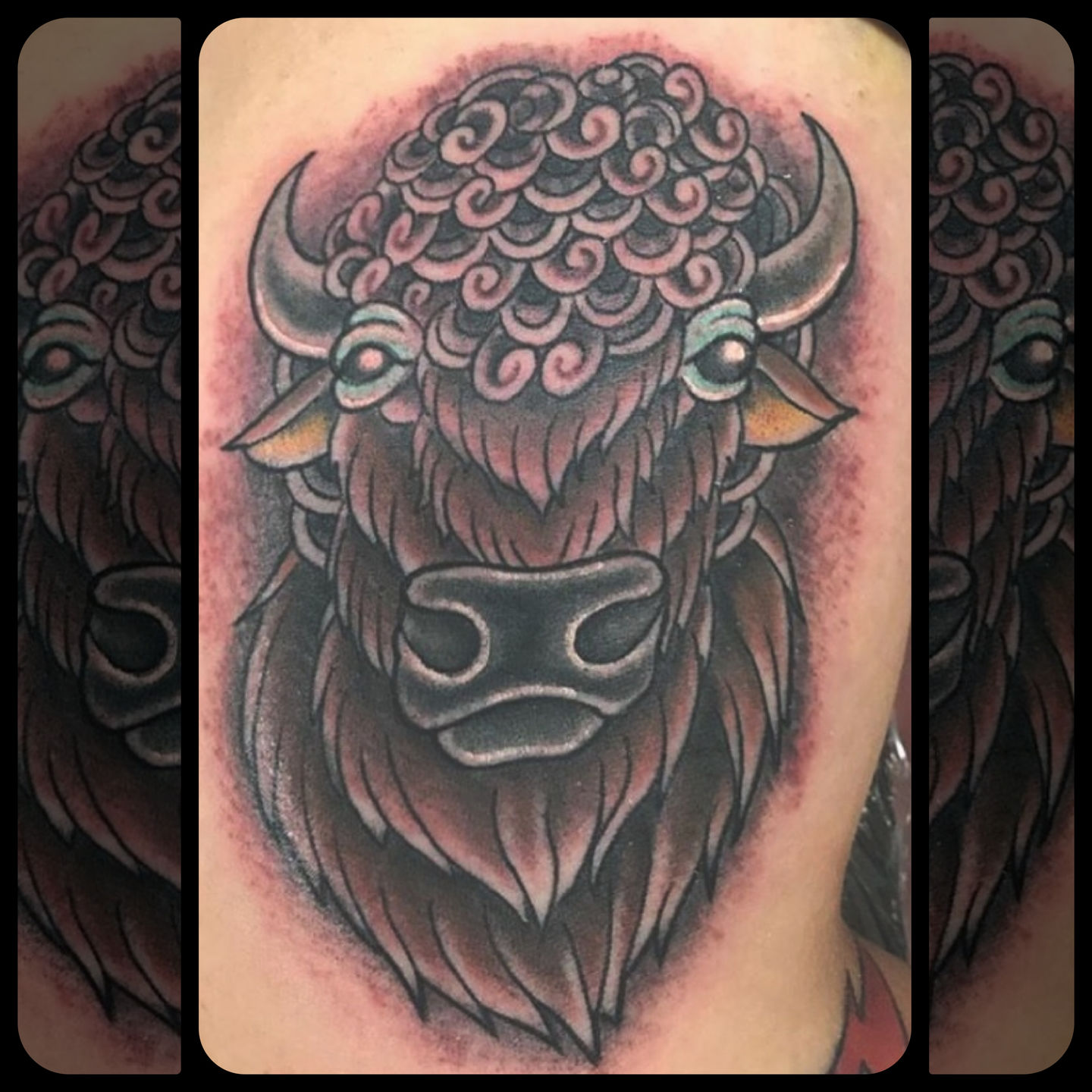 Buffalo head tattoo idea | TattoosAI