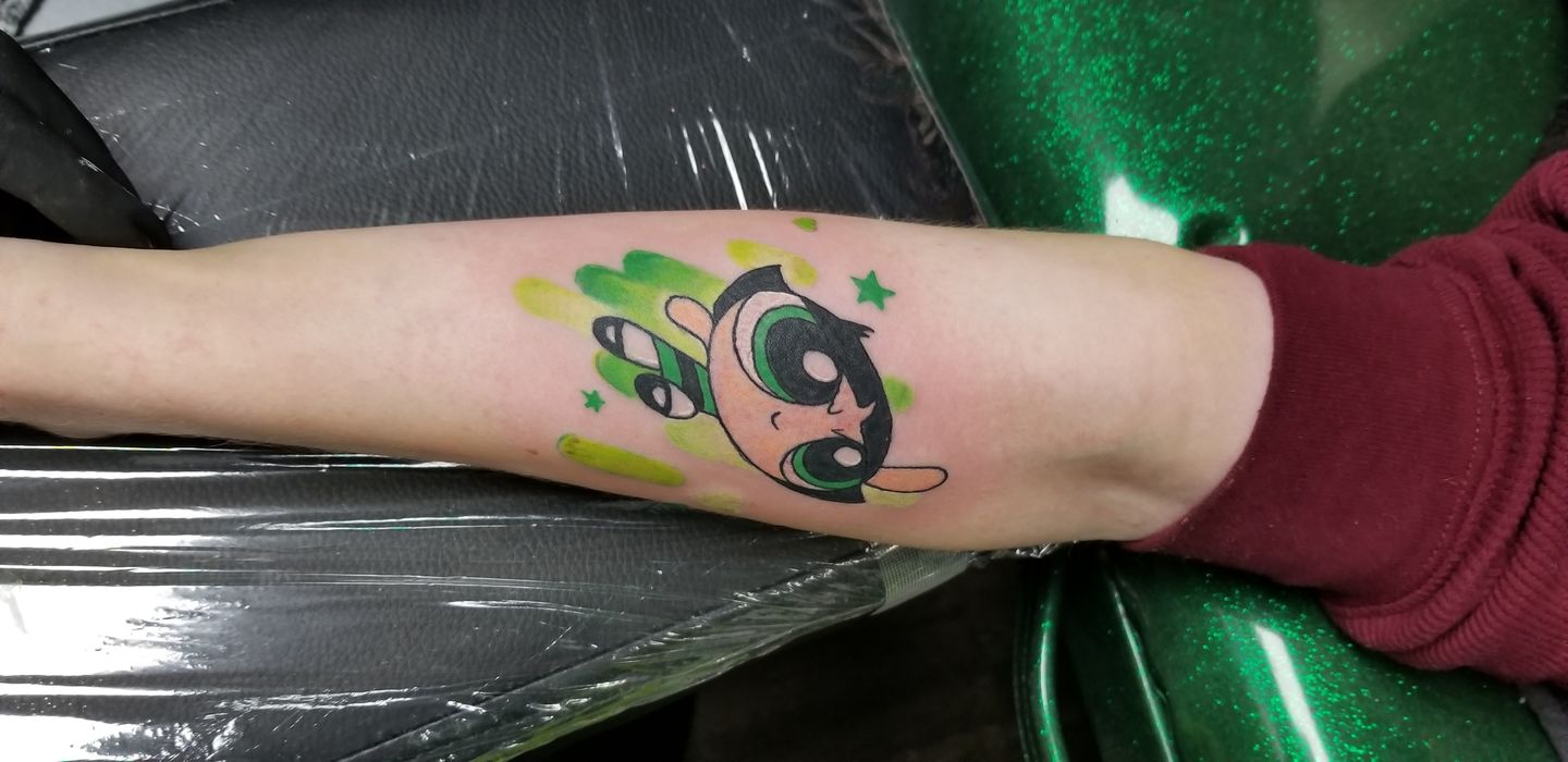 reevetattoo  POWERPUFF Did this tattoo for Anaïs today So much fun  Did you know that in France Buttercup is called Rebelle  infogrannysattictattoonet powerpuffgirls powerpuff  powerpuffgirlsbuttercup buttercuptattoo powerpufftattoo 