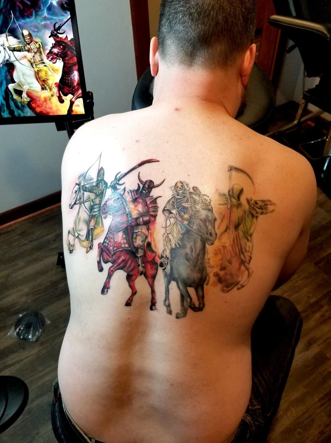four horsemen of the apocalypse tattoo full sleeve inkthatright  YouTube