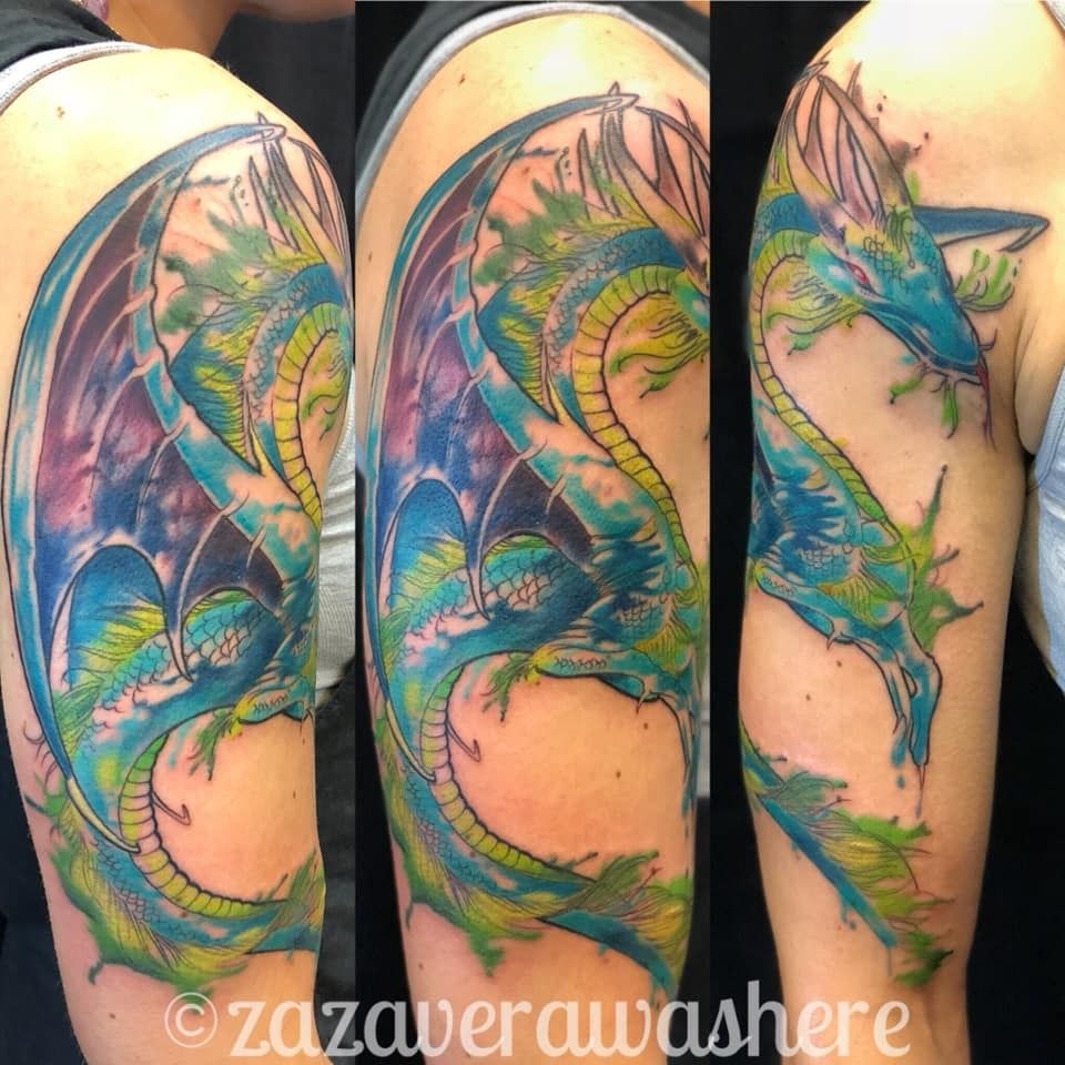 Watercolor Asian Dragon Tattoo  TATTOOGOTO