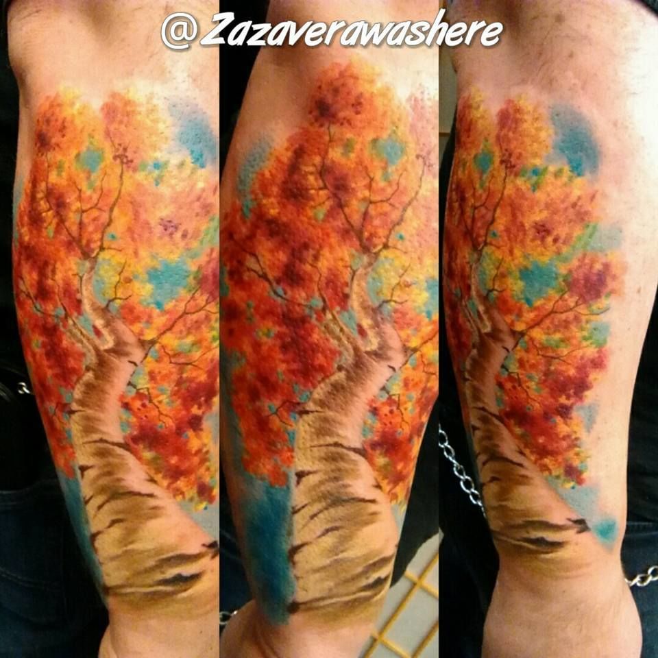 birch leaf tattoo
