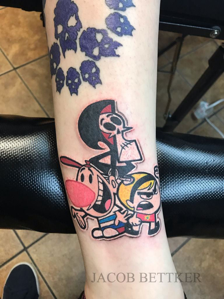 Grimm from the Grimm Adventures of Billy and Mandy done by Austin at Pens  and Needles Shreveport LA My third and possibly favorite tattoo  r tattoos