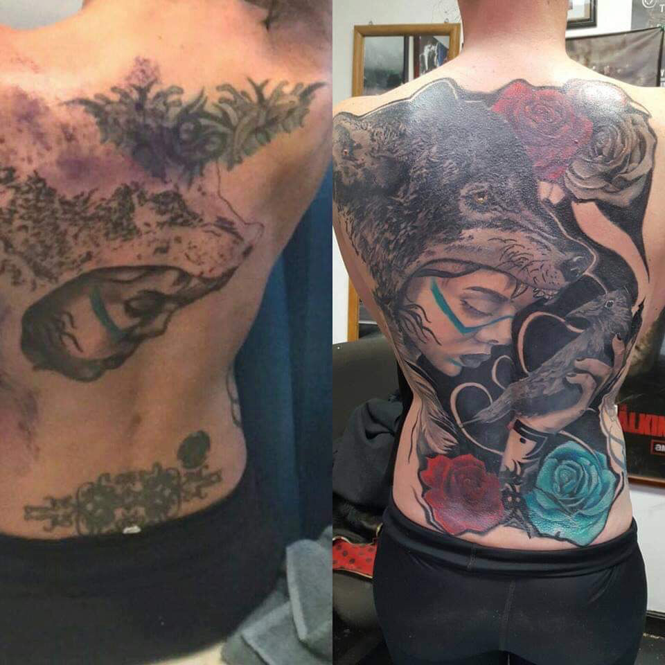 Biomechanical Color Half Sleeve Cover Up Tattoo by Steve Malley TattooNOW