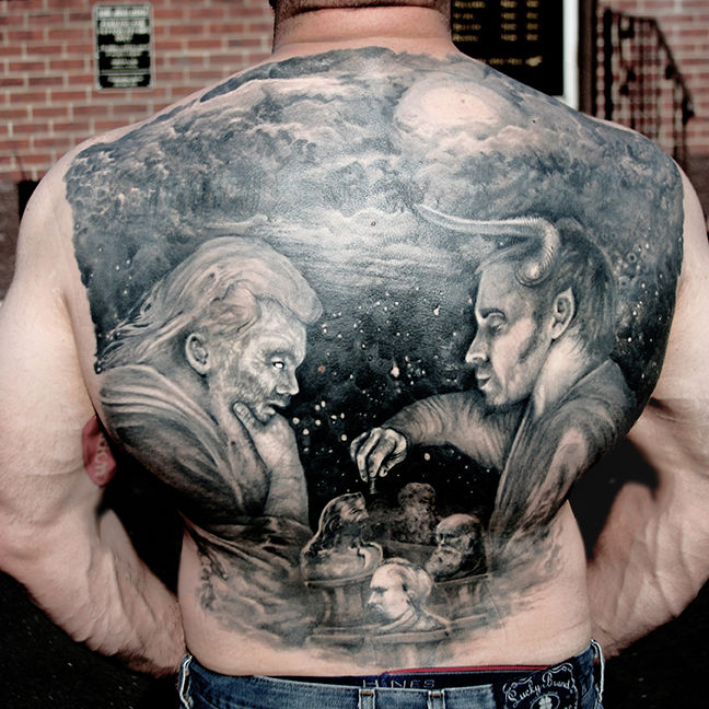 devil vs god tattoos