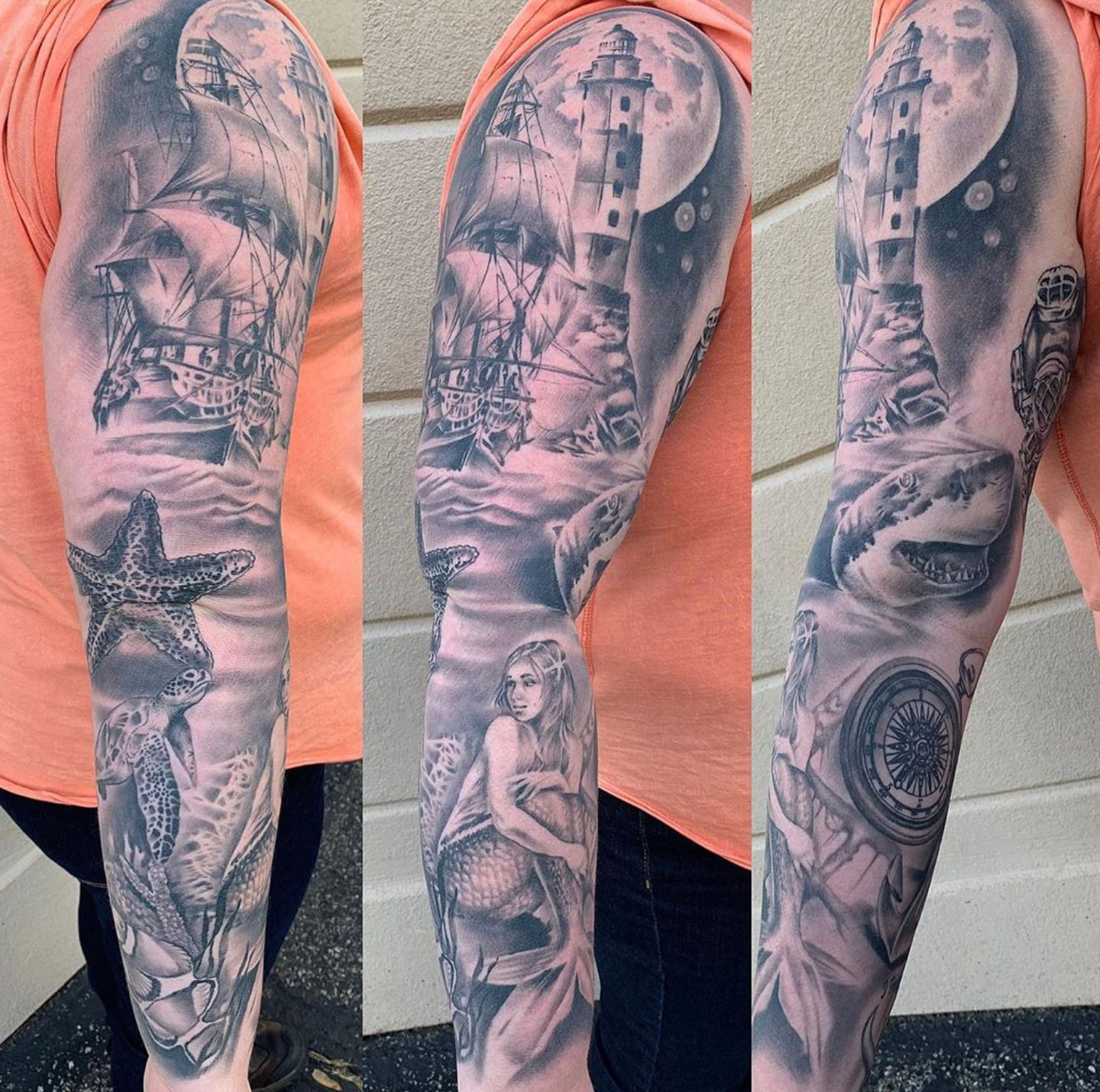 Finished up more of my storming ocean sleeve Done by Jory at Lake Erie  Studio in point place Ohio  rtattoo