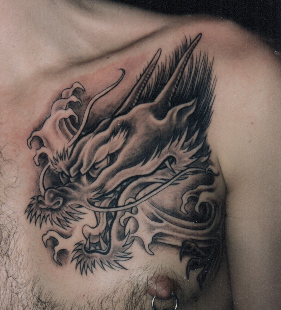 Tattoo City Skin Art Studio : Tattoos : Back & Chest : When Dragons Fly!!!