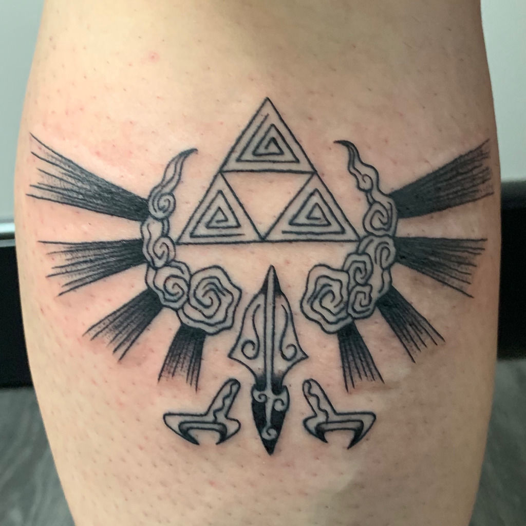 Legend of Zelda Triforce tattoo, done by Arran Knotts at This Mortal Coil,  Manchester, UK - Imgur