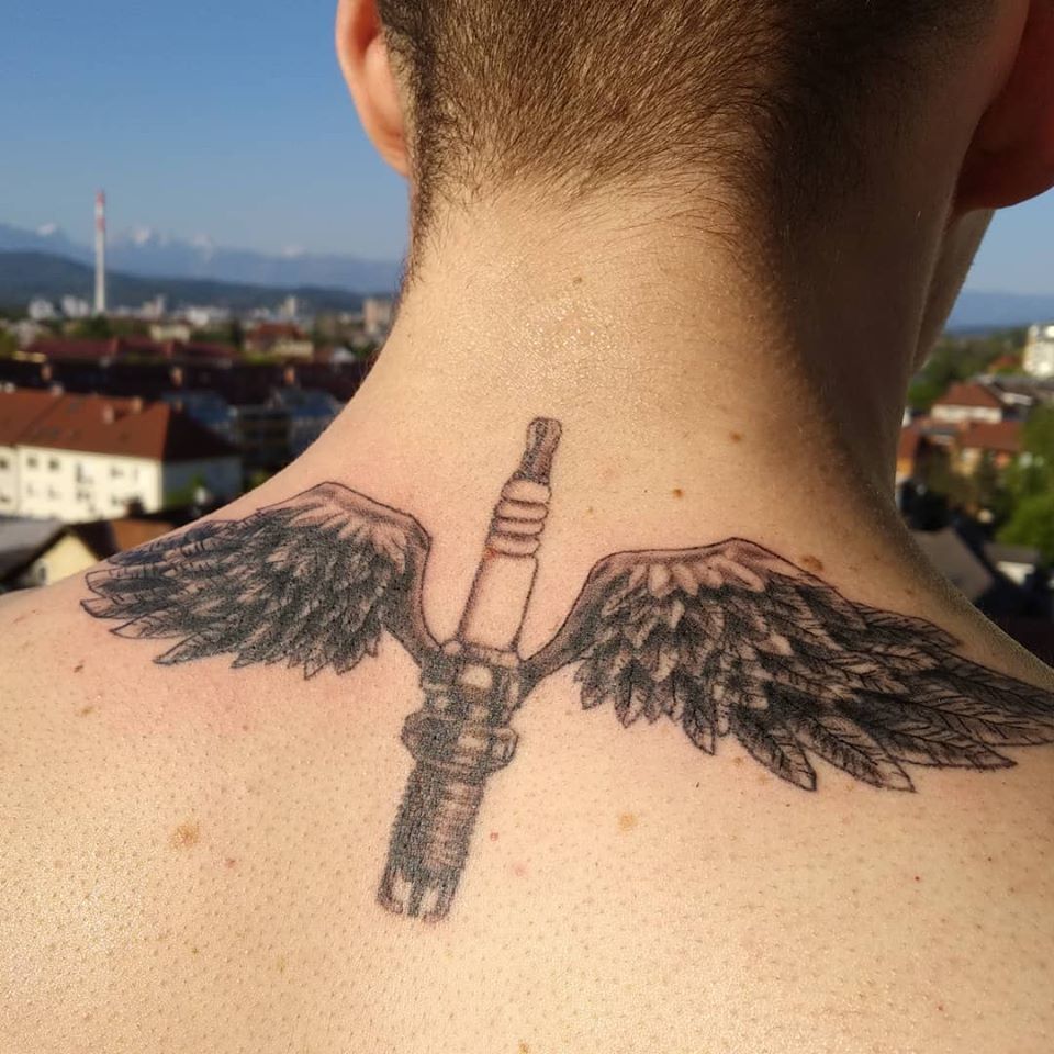 Tattoo uploaded by Marcus Willman  wings back of neck  Tattoodo