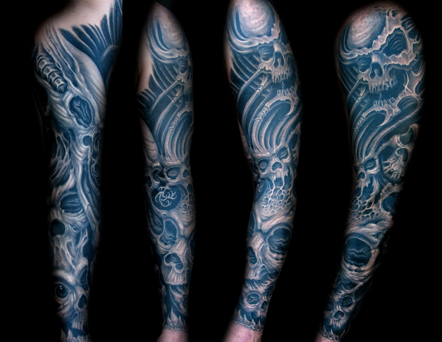 Biomech_skull_sleeve_tattoos