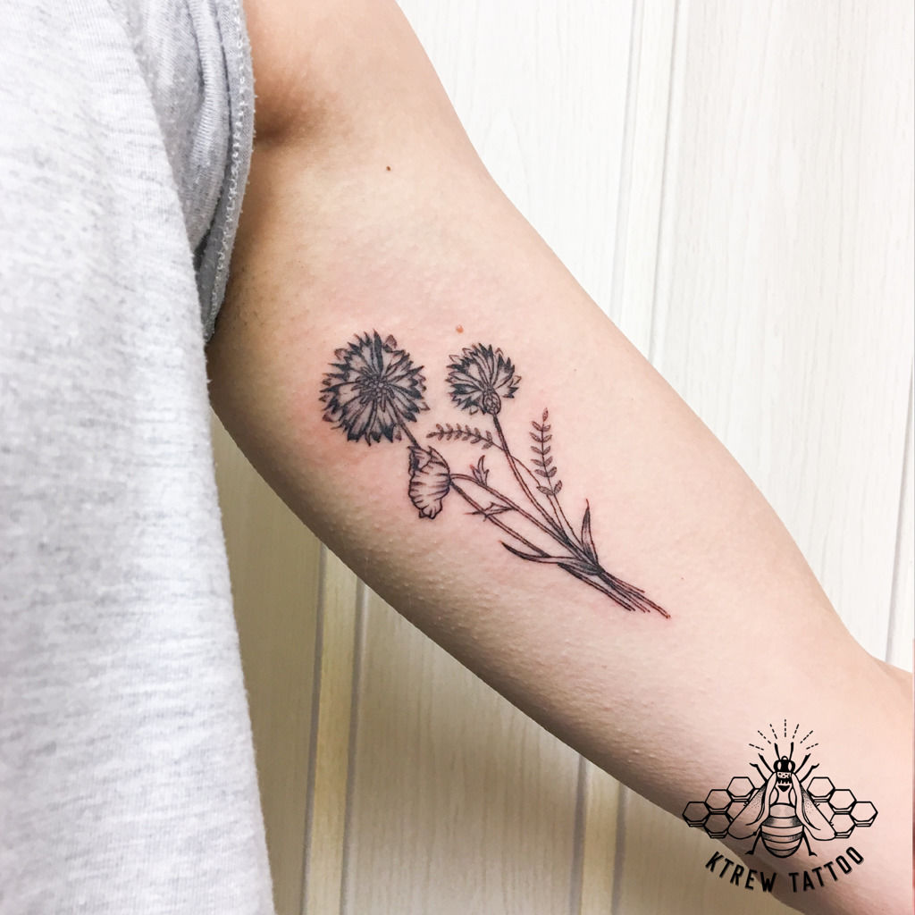 ktrewtattoo:cornflower--poppy-sprig-tattoo--ktrew-tattoo-cornflower ...