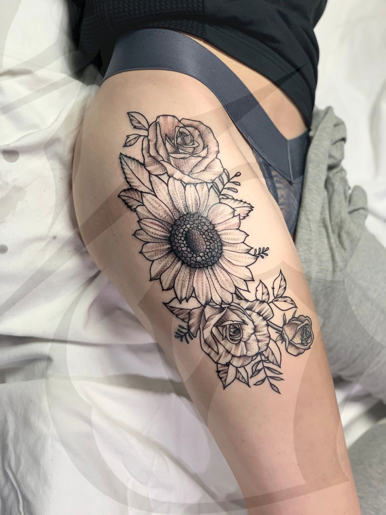 Wildflower Hip Tattoo - Temu