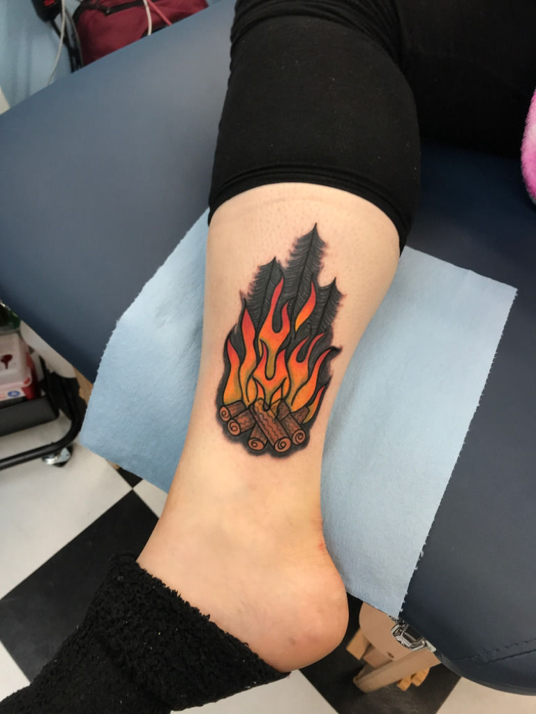 Bonfire tattoo by Chad Ink Art  CIA  Flame tattoos Fire tattoo  Tattoos with meaning