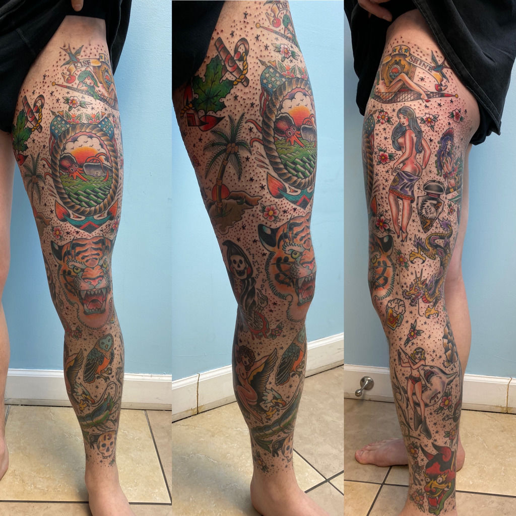 Healed Child Portrait Leg Tattoo