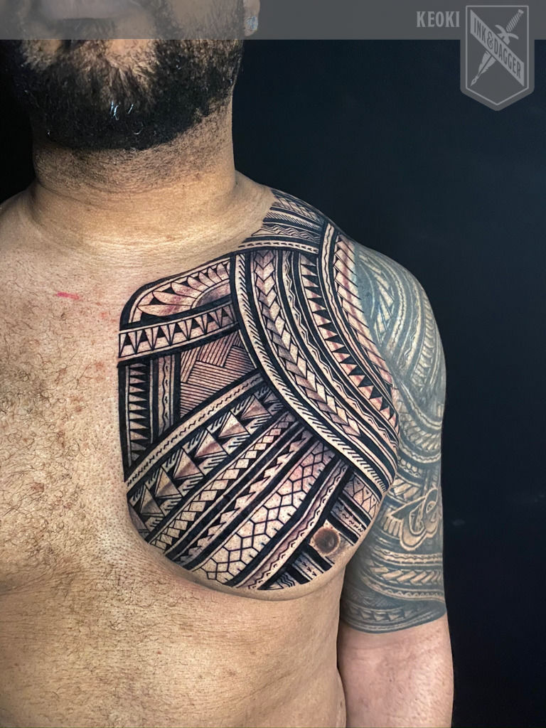 Tattoos by Audi  Tattoos  Body Part Chest Tattoos for Men  Polynesian  tribal pec