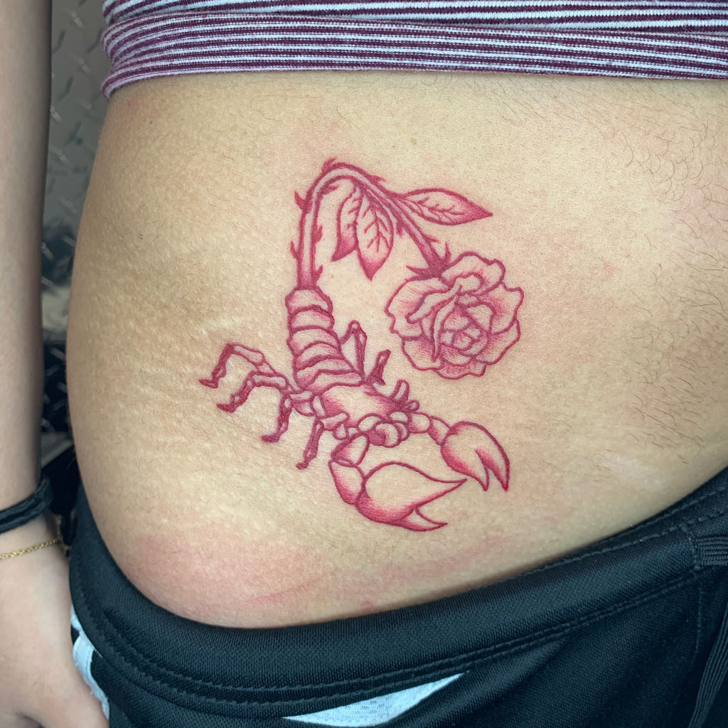 Scorpion with a rose  Tattoogridnet