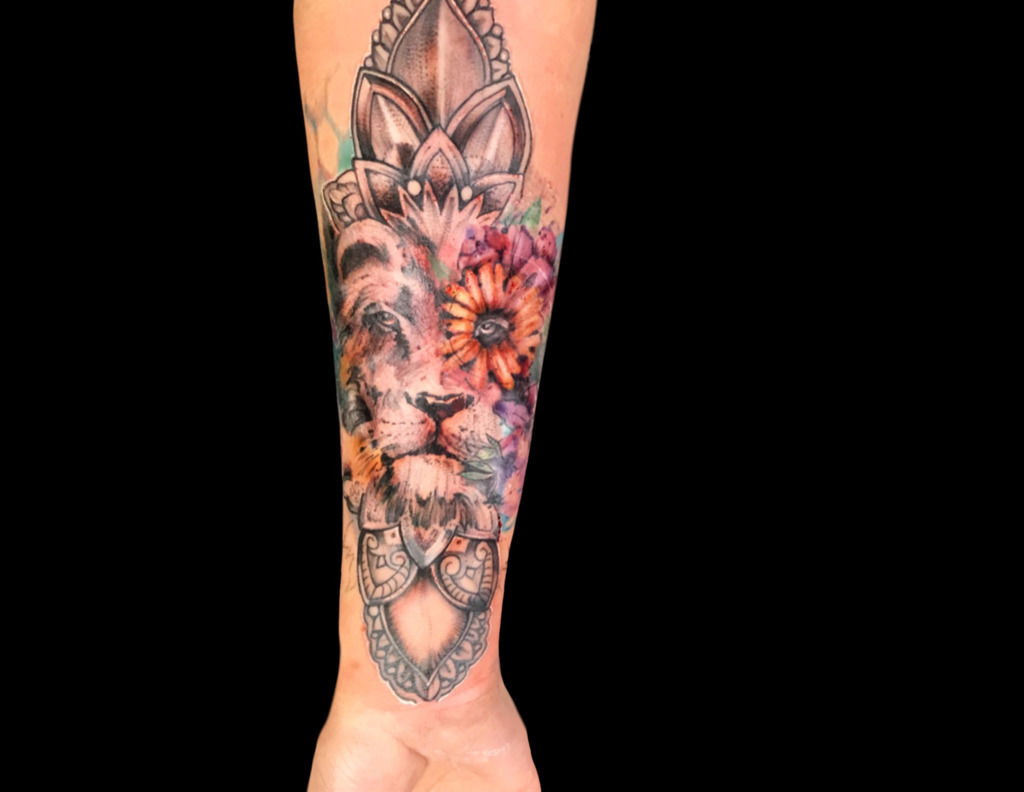 Lion and sunflower tattoo done @inkblottattooz Contact :9620339442 #tattoo # tattoos #viral #liontattoos #viralreels #sunflower #tattoo2me… | Instagram
