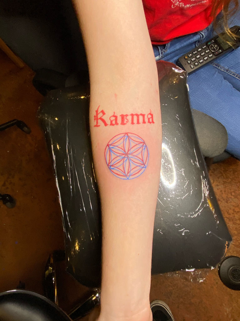 Custom Karma Tattoo with mantra For... - N.A Tattoo Studio | Facebook