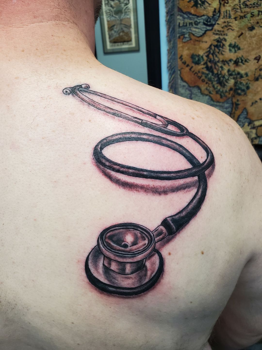Catherine Terlop on Instagram: “Did this Alzheimer's awareness stethoscope  nursing themed tattoo today!” | Tattoos, Stethoscope tattoo, Feather tattoos