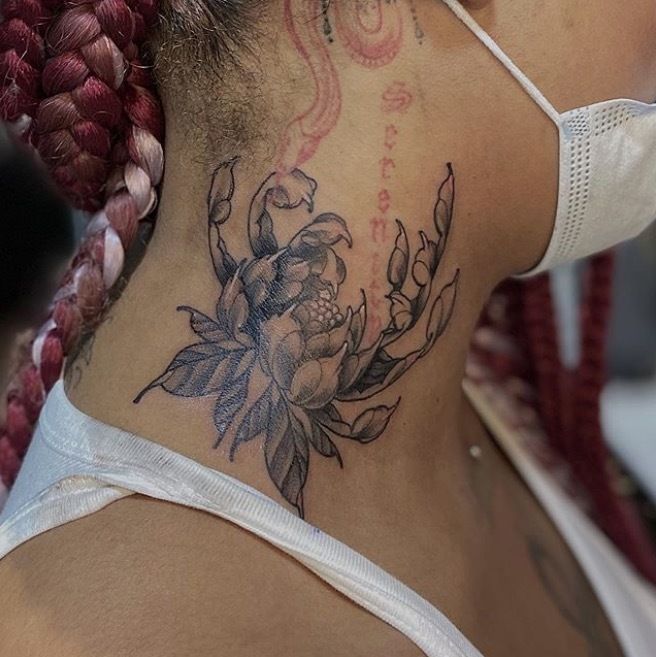 Organic Flower Neck Tattoo by Scotty Munster: TattooNOW