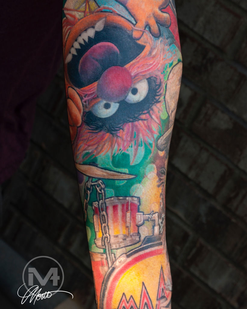 Awesome hilarious black and grey Animal from the Muppet's wearing a Black  Sabbath t-shirt inner arm tattoo by Alex Felic… | Inner arm tattoo, Tattoos,  Animal tattoo