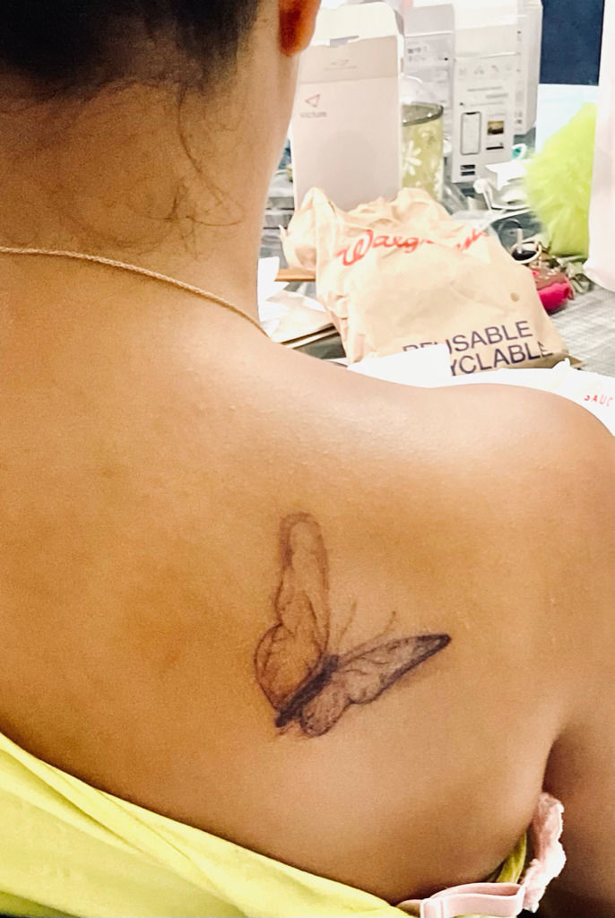 Single needle butterfly tattoo on the left forearm  Butterfly tattoo  Tattoos Small tattoos