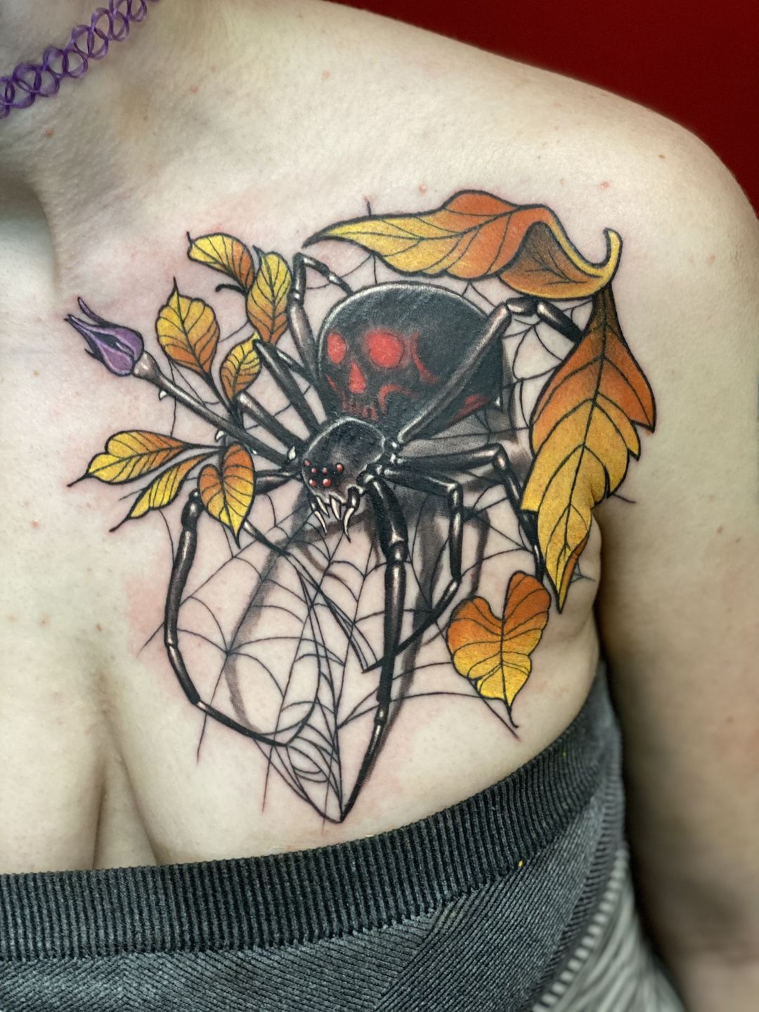 3wolv3sspiderneotraditionaltraditionalcolortattoopsychedelicspider