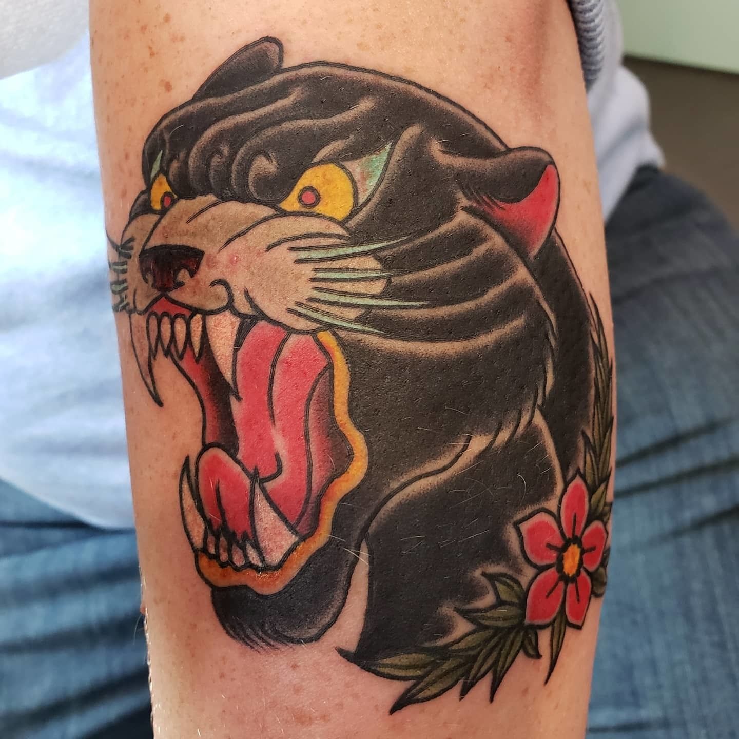 Black Panther Head Tattoo On Left Hand