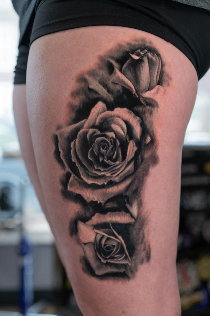 kirsten makes tattoos  Lily of the valley rose and strawberry coverup