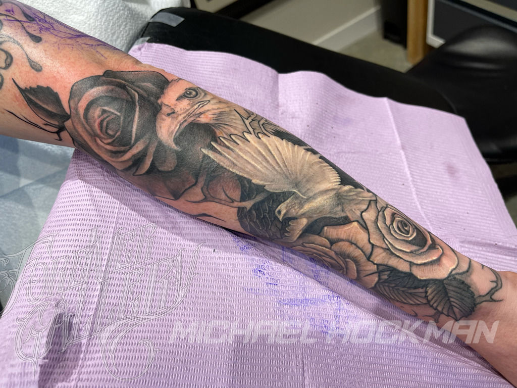 Eagle and Rose tattoo by Paulina Lukasik | Post 26274