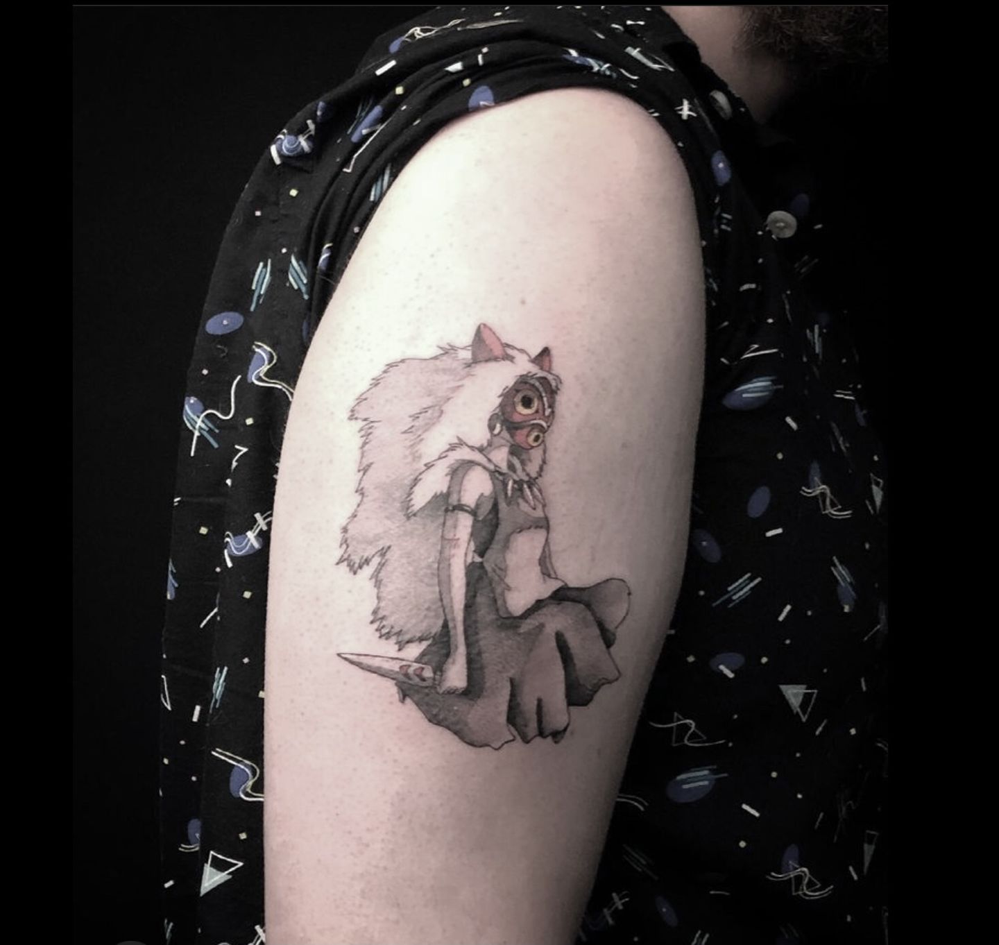Tattoo tagged with film and book ghibli big deboracherrys princess  mononoke facebook twitter portrait neotraditional upper arm   inkedappcom