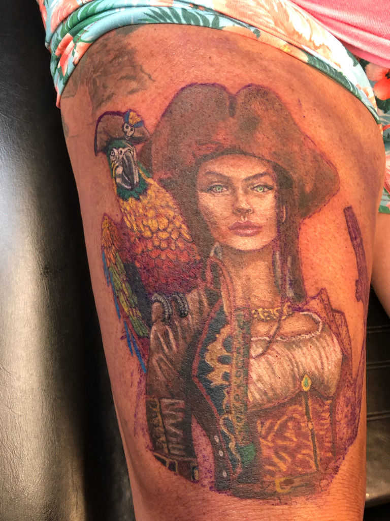 Pirate lady by me alexfinnertytattoos Salem MA  rtraditionaltattoos