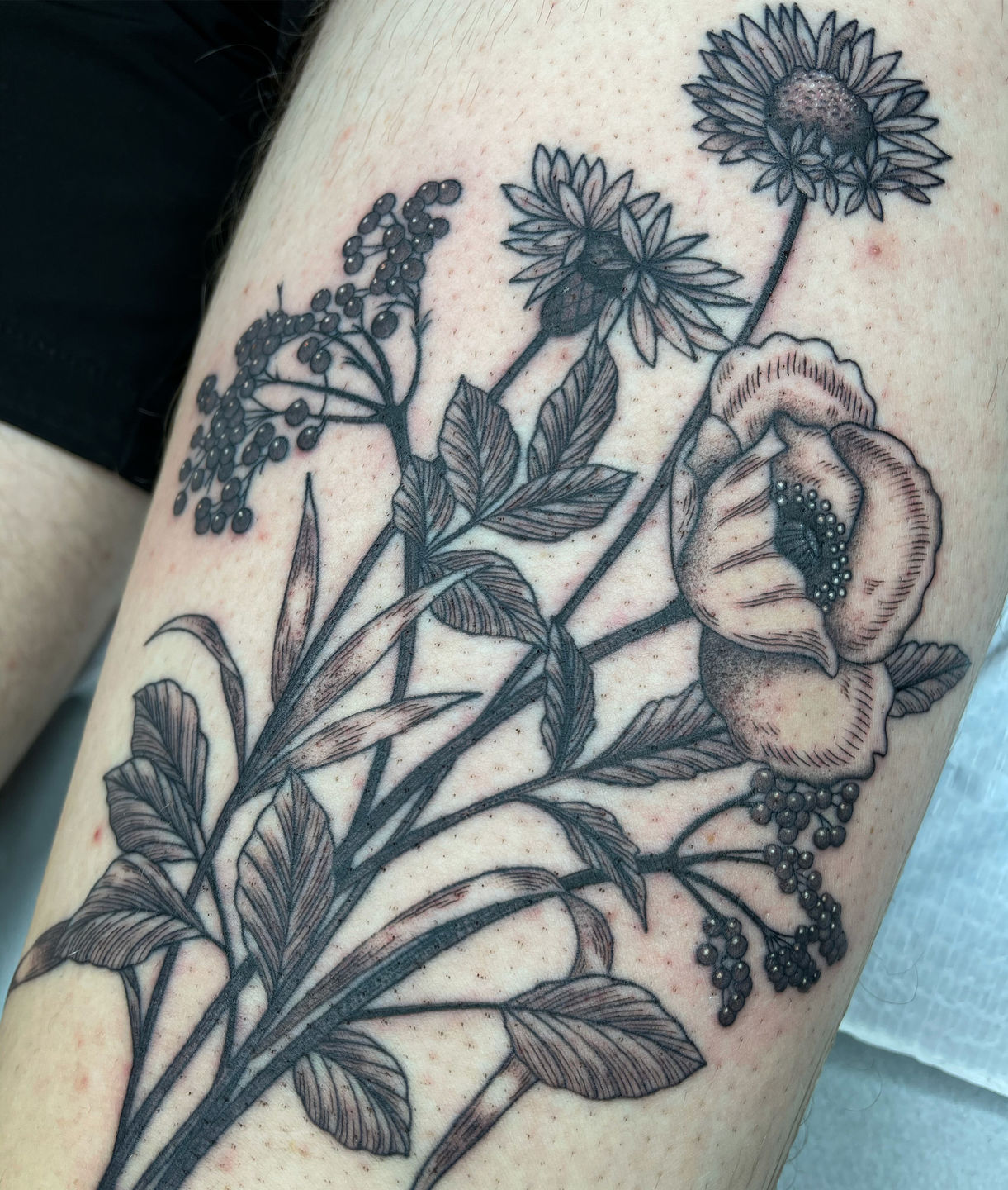 Botanical theme quarter sleeve done by Martina at Michaela Tattoo, Prague,  CZ : r/tattoos